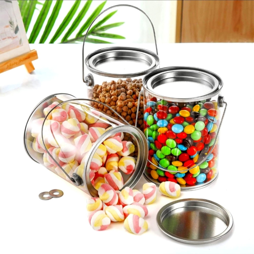 Plastic Clear Round Containers With Metal Lids